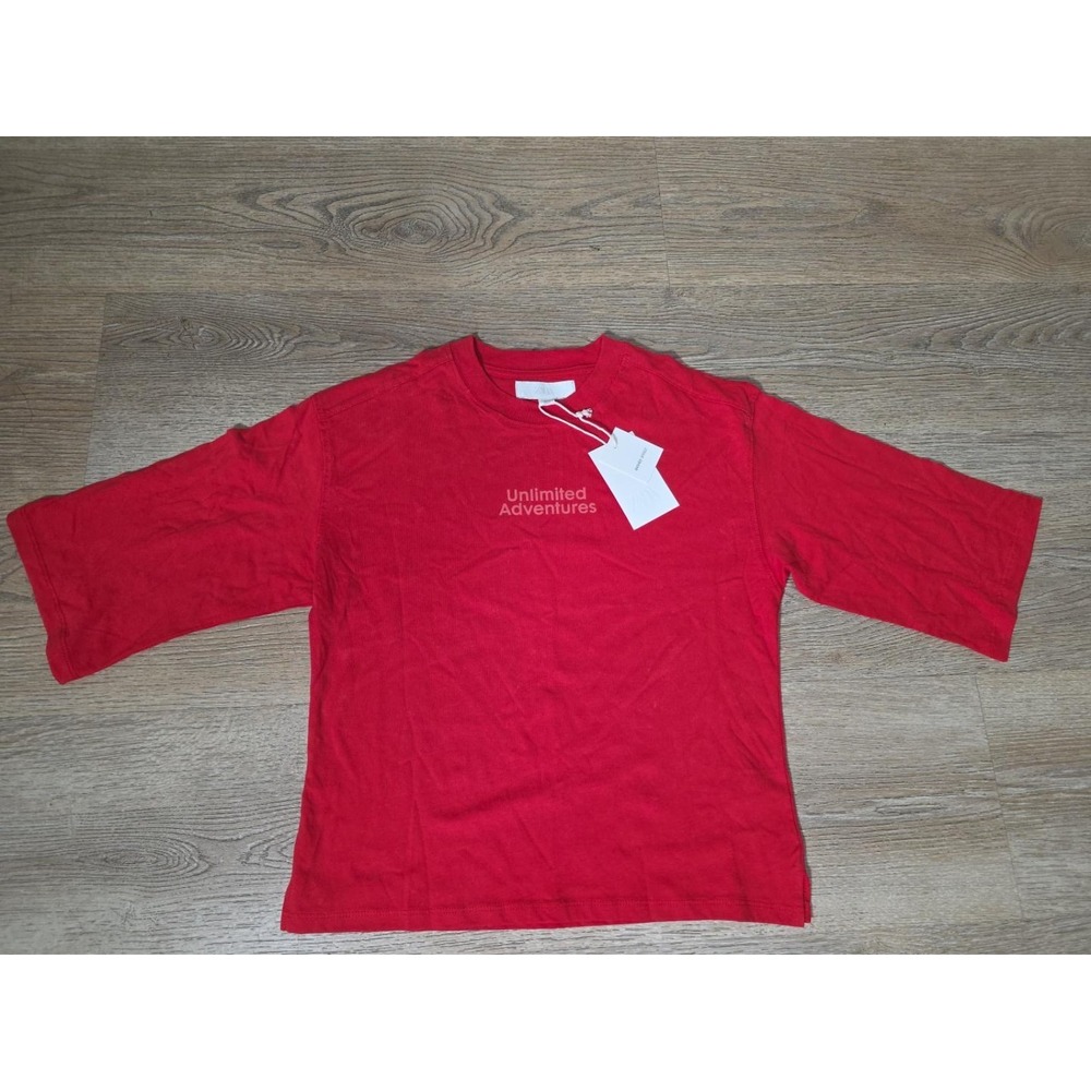 Zara Youth Unisex Red Solid T-Shirt Size 9-10 140